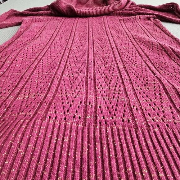 Cowl Neck Glitter Sweater Size 14/16 Ribbed Purple Long Sleeve Boho Y2K Luxe AS - Picture 6 of 15